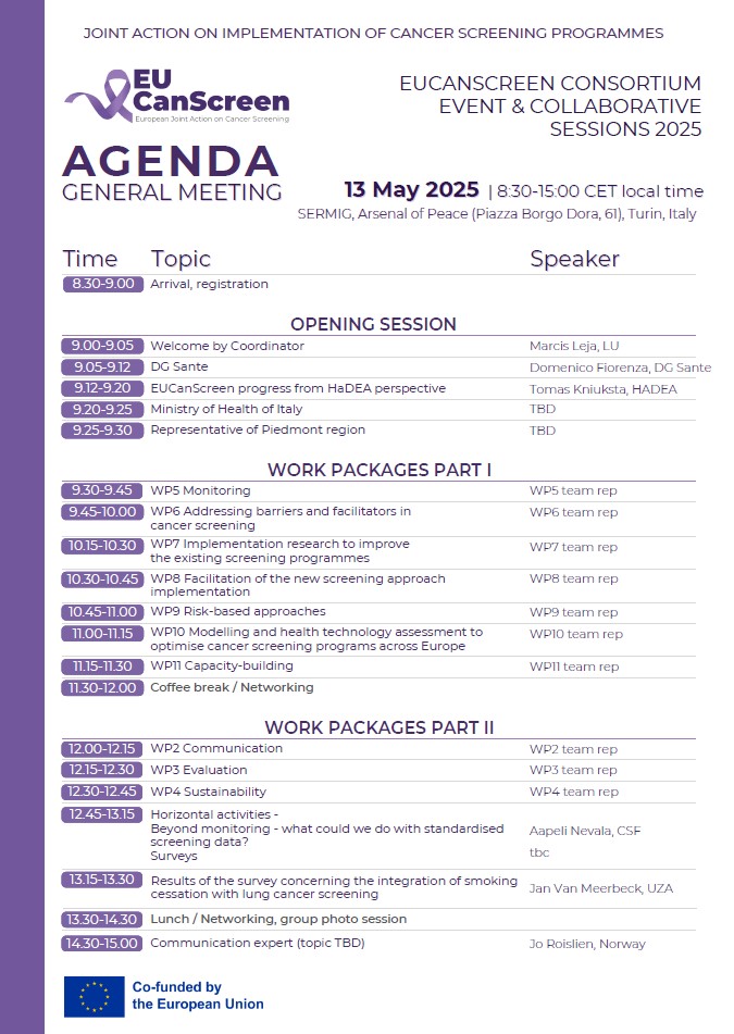 Turin Meeting 13 May Agenda