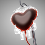 blood heart shaped blood bag feature