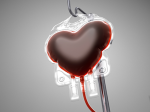 blood heart shaped blood bag feature