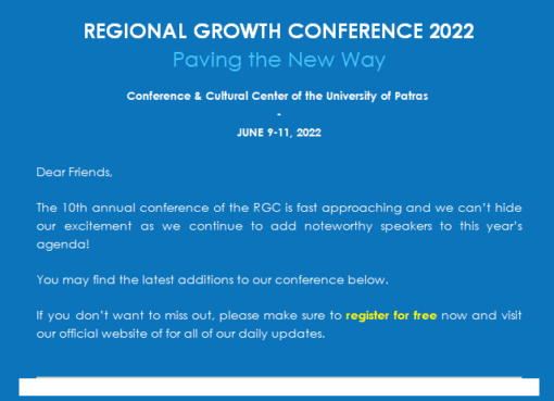 regional growth conference Patras 2022